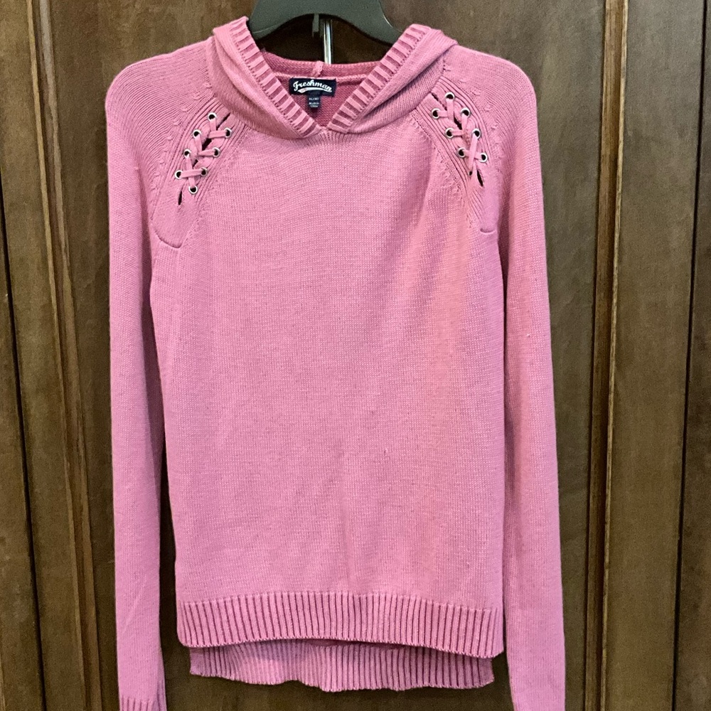 Pink hooded sweater